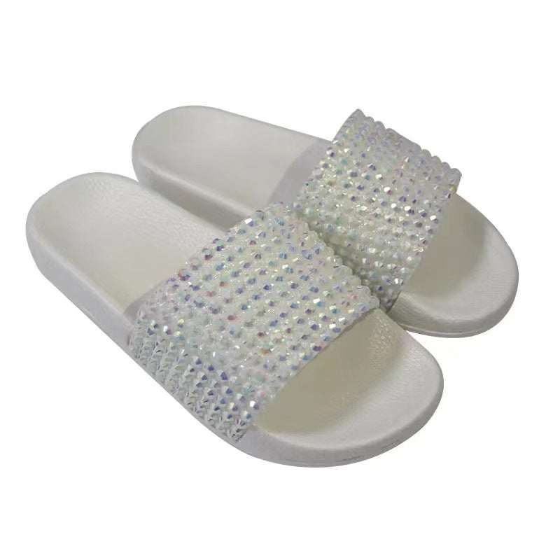 Chanclas de lentejuelas de diez rianas de moda TPR al por mayor